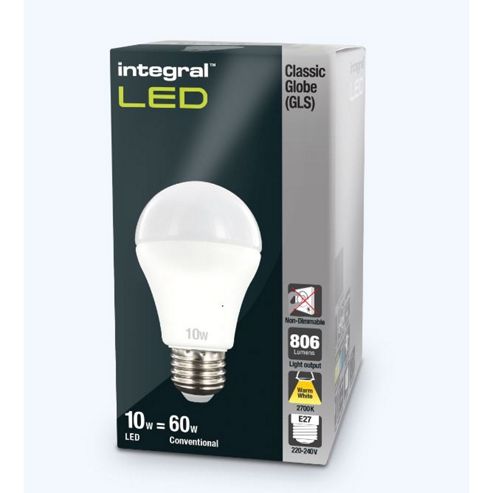 Image of Pack Of Ten Integral E27 10w Warm White Globes