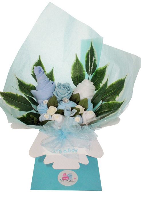 Image of Blue Baby Boy Clothing Bouquet Gift