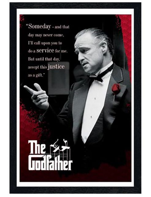Image of The Godfather Black Wooden Framed Marlon Brando Poster