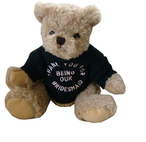 Image of Thank You Bridesmaid Wedding Bear With Black Jumper