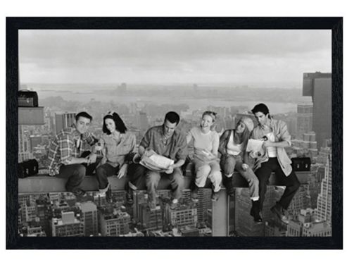 Image of Friends Black Wooden Framed Men On A Girder Parody Poster