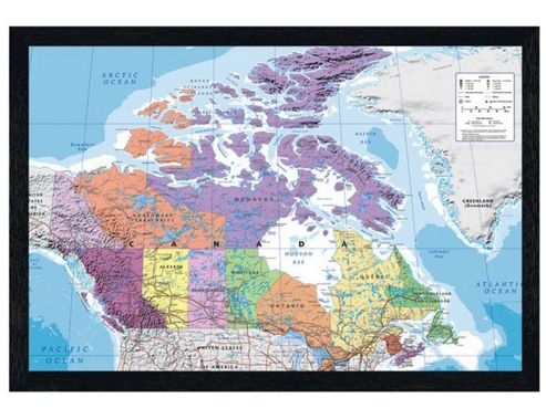 Image of Black Wooden Framed Map Of Canada Poster