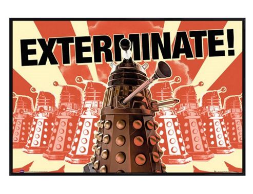 Image of Gloss Black Framed Doctor Who Daleks Exterminate! Poster