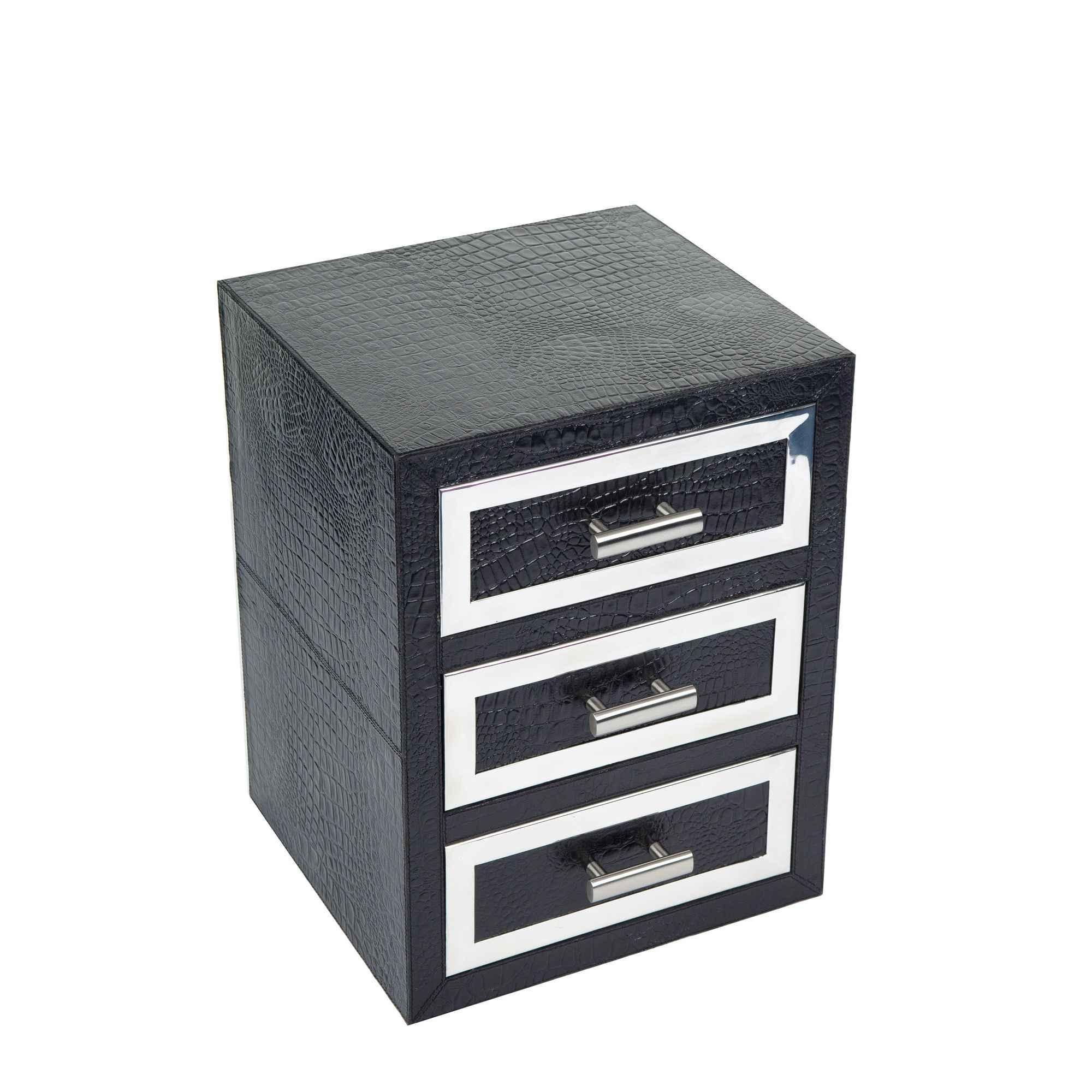 Jadeed Interiors Moc Croc Leather / Steel Drawer Set - Black at Tesco Direct