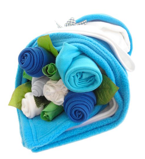 Image of Traditional Turquoise Baby Bouquet Bundle