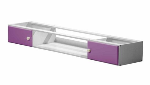 Image of Catania Under Bed Cupboards With Open Shelf In White &amp; Lilac