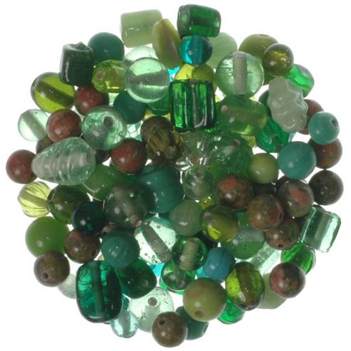 Image of Mixed Glass Beads Greens
