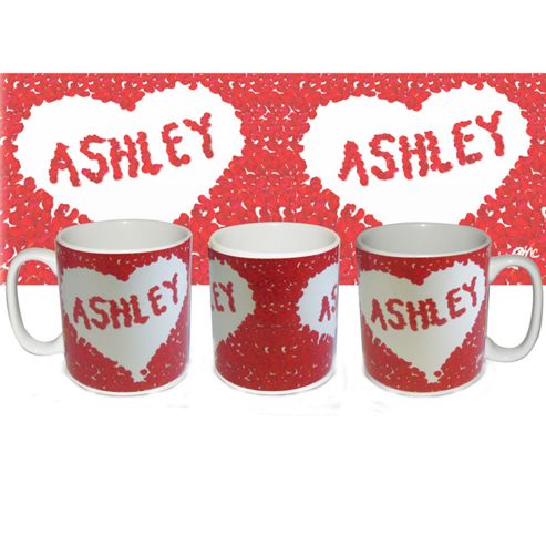 Image of Personalised Red Petal Heart Valentine Mug