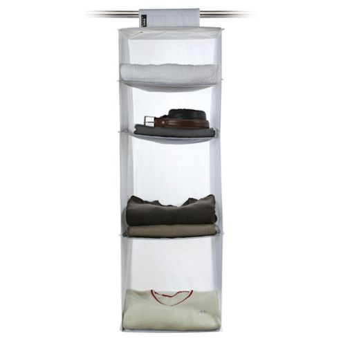 Image of Domopak 4 Shelf Hanging Wardrobe Organiser, White