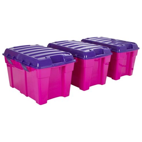 Image of Wham Plastic Storage Trunk - 3 Pack - Pink