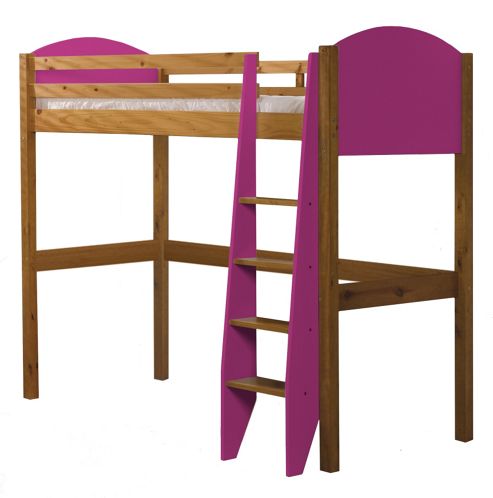Image of Verona High Sleeper Bed Antique With Fuschia Details