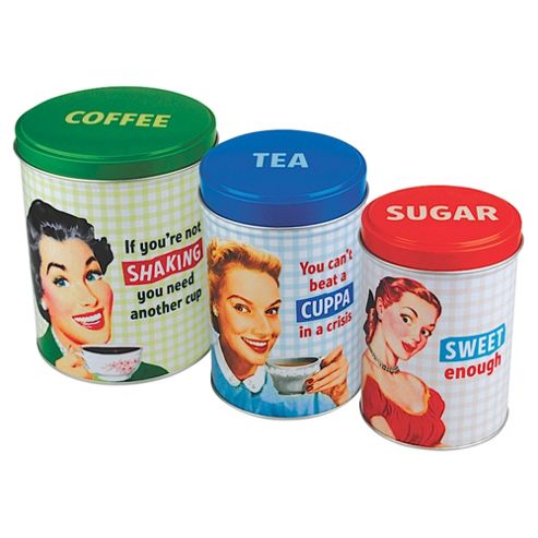 Image of Retro Lady Storage Canisters, Set Of 3