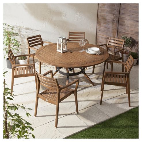 Image of Bora Curved Wooden 6-seater Garden Dining Set