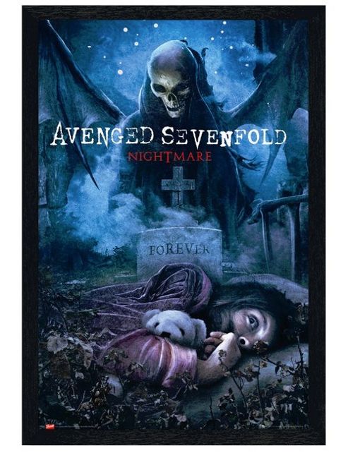 Image of Black Wooden Framed Avenged Sevenfold Nightmare Poster