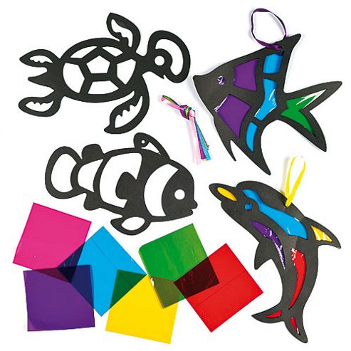 Image of Sealife Stained Glass Decorations (pack Of 6)