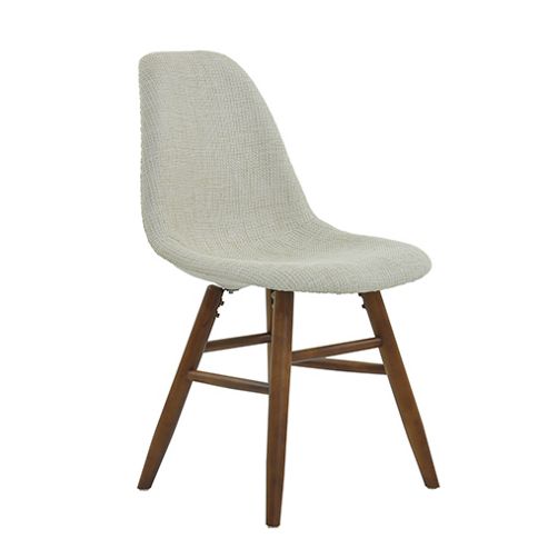 Image of Grw Dining Chair Beige Fabric Walnut Leg