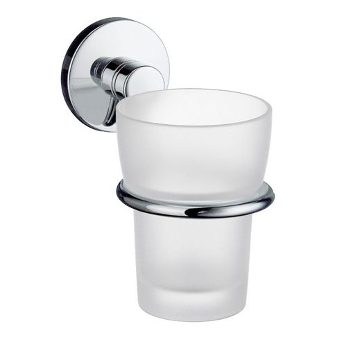 Image of Smedbo Studio Holder With Frosted Glass Tumbler - Polished Chrome