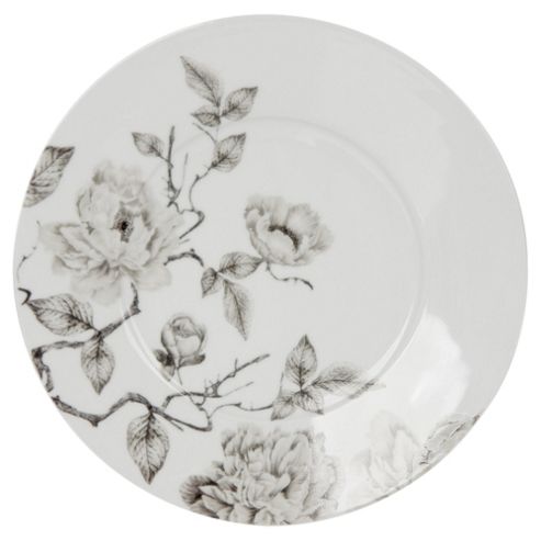 Image of Grey Floral Side Plate, Porcelain