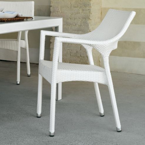 Image of Varaschin Cafenoir Outdoor Dining Chair With Arms By Varaschin R And D (set Of 2) - White - Piper White