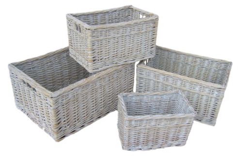 Image of Wicker Valley White Wash Storage Baskets (set Of 4)