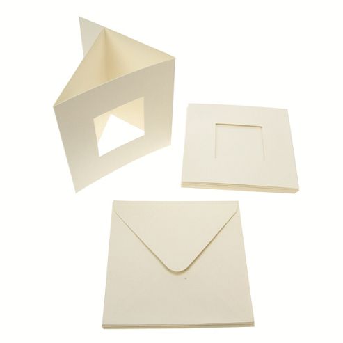 Image of Square Tri Fold Photo Aperture Card Blanks 300gsm 10pk - Cream