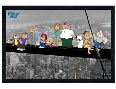 Image of Family Guy Black Wooden Framed On A Skyscraper Poster