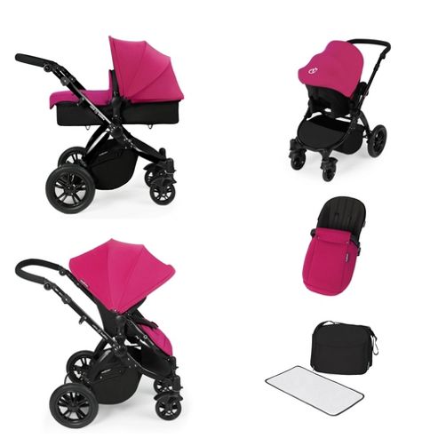 Image of Ickle Bubba Stomp V2 All In One Travel System - Pink (black Chassis)