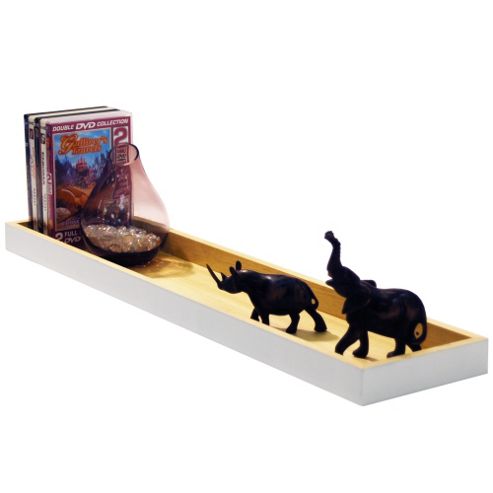 Image of Koldings - Wall Mounted Floating Tray Storage Shelf - White / Beech