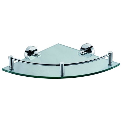 Image of Bridgepoint Glass Corner Shelf In Chrome