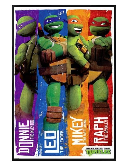 Image of Gloss Black Framed Teenage Mutant Ninja Turtles Donnie, Leo, Mikey & Raph Poster