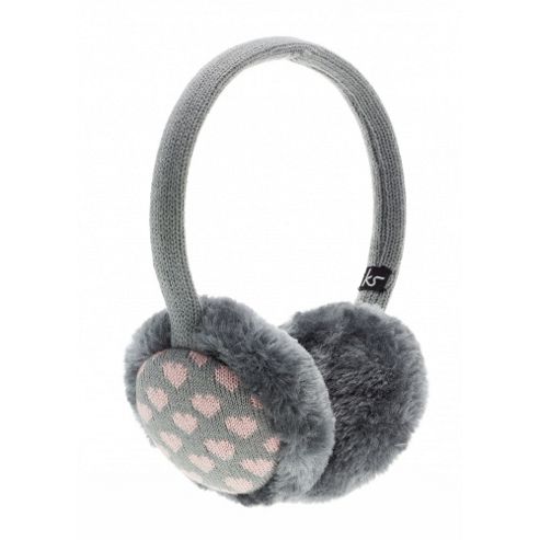 Image of Grey And Pink Heart Earmuffs
