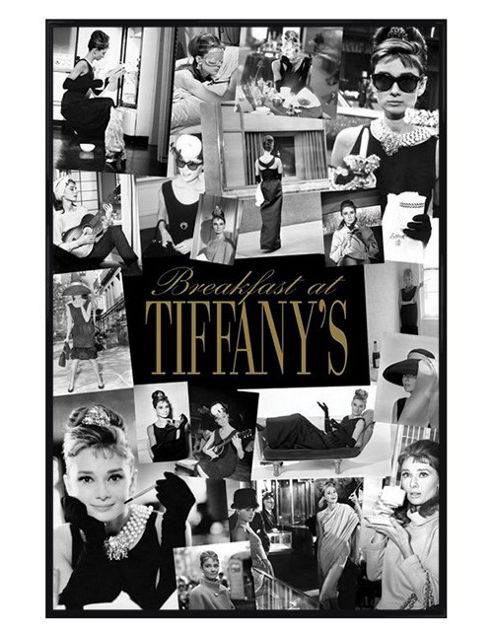 Image of Audrey Hepburn Breakfast At Tiffany's Gloss Black Framed Iconic Audrey Poster