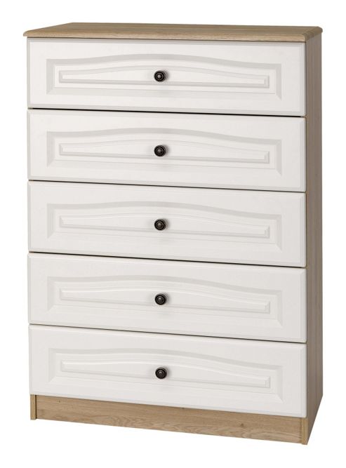 Image of Alto Furniture Visualise Bordeaux 5 Drawer Chest - Oak With Light Front