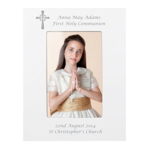 Image of Personalised Cross White 6 X 4 Photo Frame