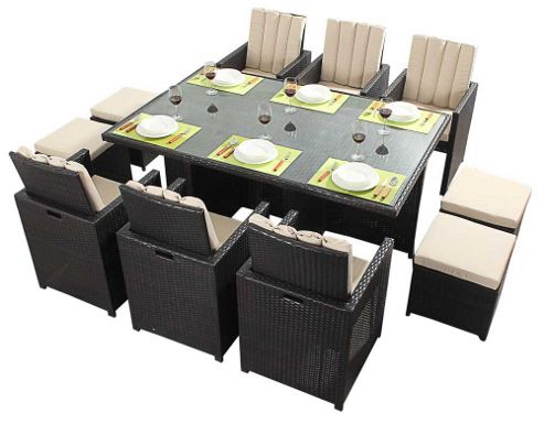 Image of Luxan Wgf-119 Port Royal Luxe Cube Table And Chairs - Seats 6