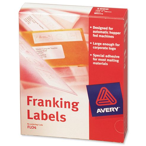 Image of Avery Auto Franking Labels 1 Per Sheet 140x38mm White Ref Fl04 [1000 Labels]