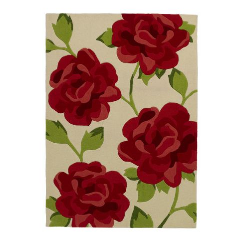 Image of Think Rugs Hong Kong Cream/red Tufted Rug - 120 Cm X 170 Cm (3 Ft 11 In X 5 Ft 7 In)