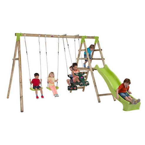 Image of Plum Silverback Wooden Pole Swing Set