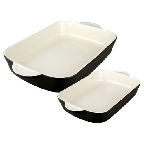 Image of Denby Large & Medium Oblong Dish Set, Black