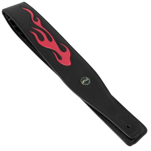 Image of Black Graphic Leather Guitar Strap