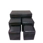 7 Star Ottoman with Storage Boxes (Set of 5) - Black
