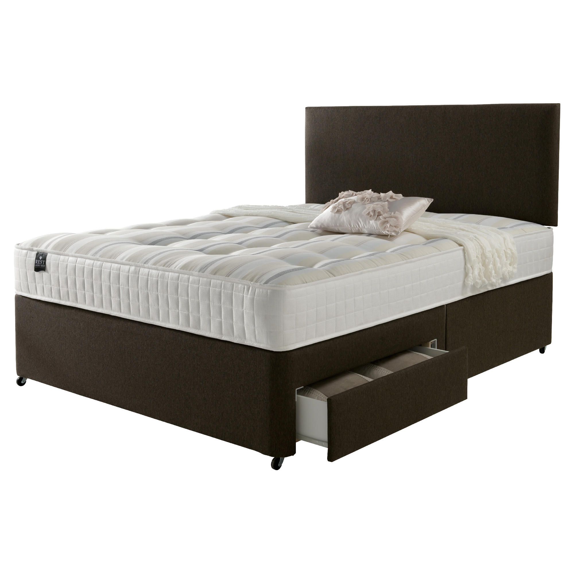 Rest Assured Ortho 4 Drawer King Size Divan and Headboard Chestnut at Tesco Direct