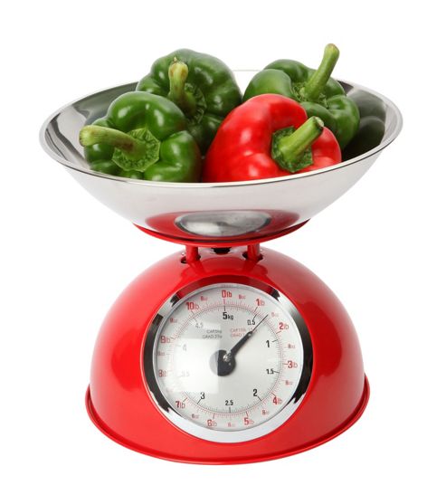 Image of Dexam Retro Design Mechanical Kitchen Scales, Red