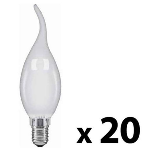 Image of Pack Of Twenty Minisun Ses E14 Energy Reducing 42w Bent Tip Opal Candle Bulbs Warm White