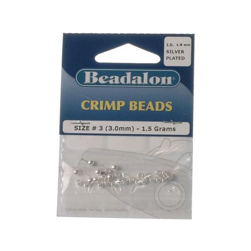 Image of Beadalon Crimp Bead 3.0mm Silver Plate 1.5g