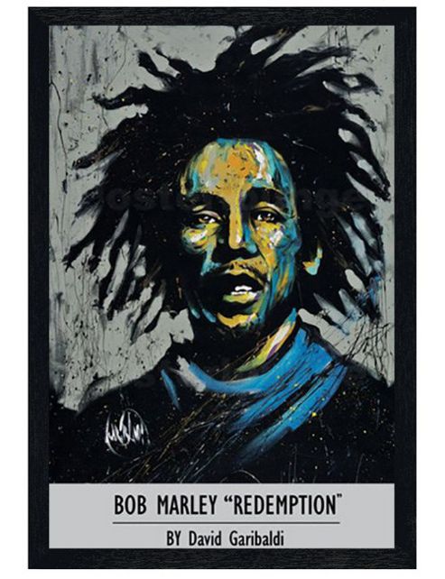 Image of Bob Marley David Garibaldi Black Wooden Framed Poster