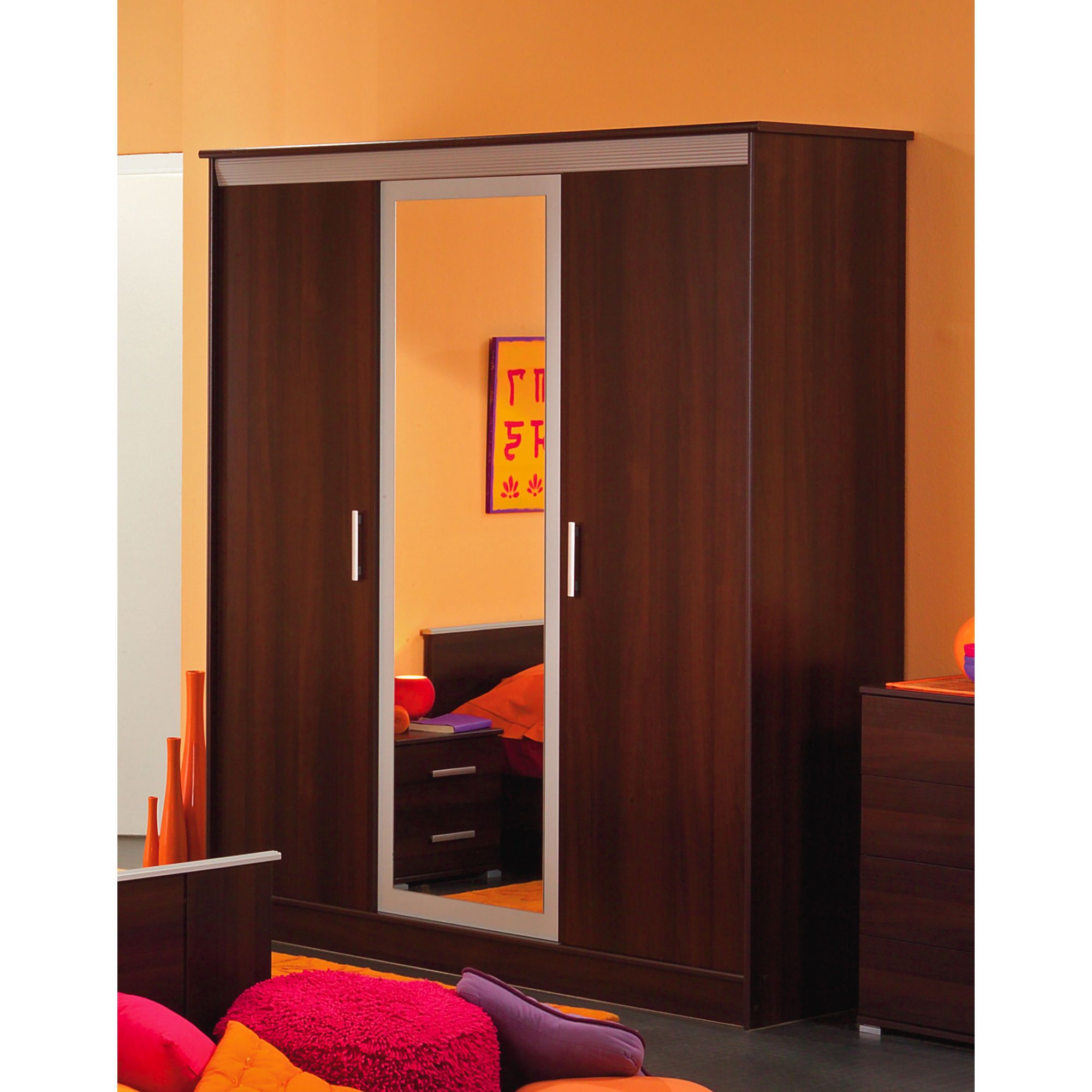 Parisot Samba Three Door Wardrobe in Dark Walnut / Metal Grey at Tesco Direct