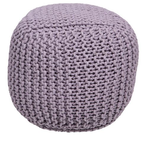 Image of Kaikoo Chunky Knit Bean Bag Cube, Lilac
