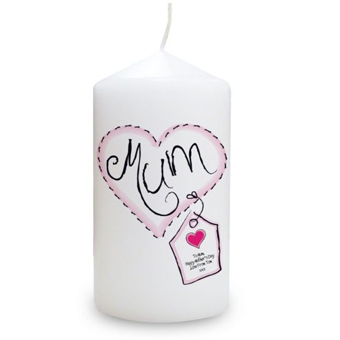 Image of Personalised Heart Stitch Mum Candle