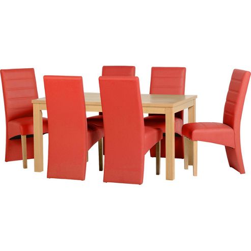 Image of Home & Haus Caldy 7 Piece Dining Set - Rustic Red